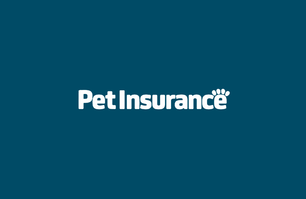 White text reads "Pet Insurance" on a solid teal background, with a paw print forming part of the letter "c" in "Insurance,” highlighting veterinarian care for your pet.